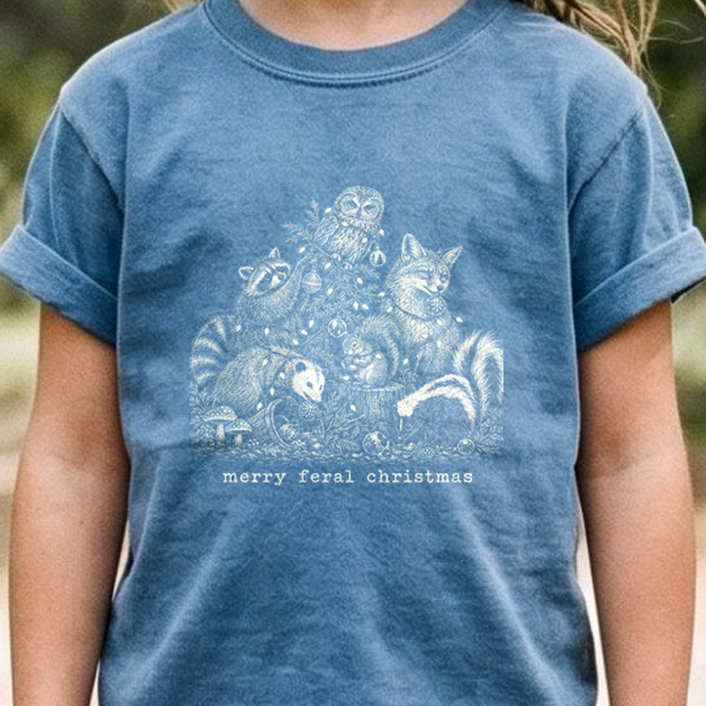Merry Feral Christmas Kids Cotton T-Shirt