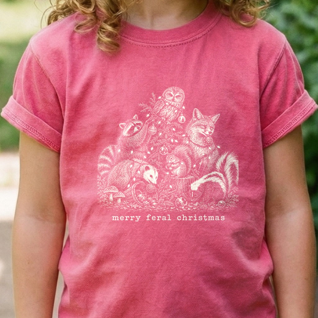 Merry Feral Christmas Kids Cotton T-Shirt