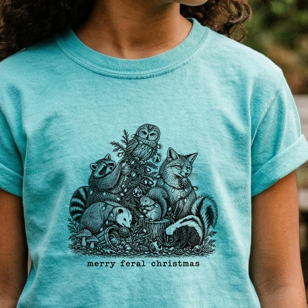 Merry Feral Christmas Kids Cotton T-Shirt