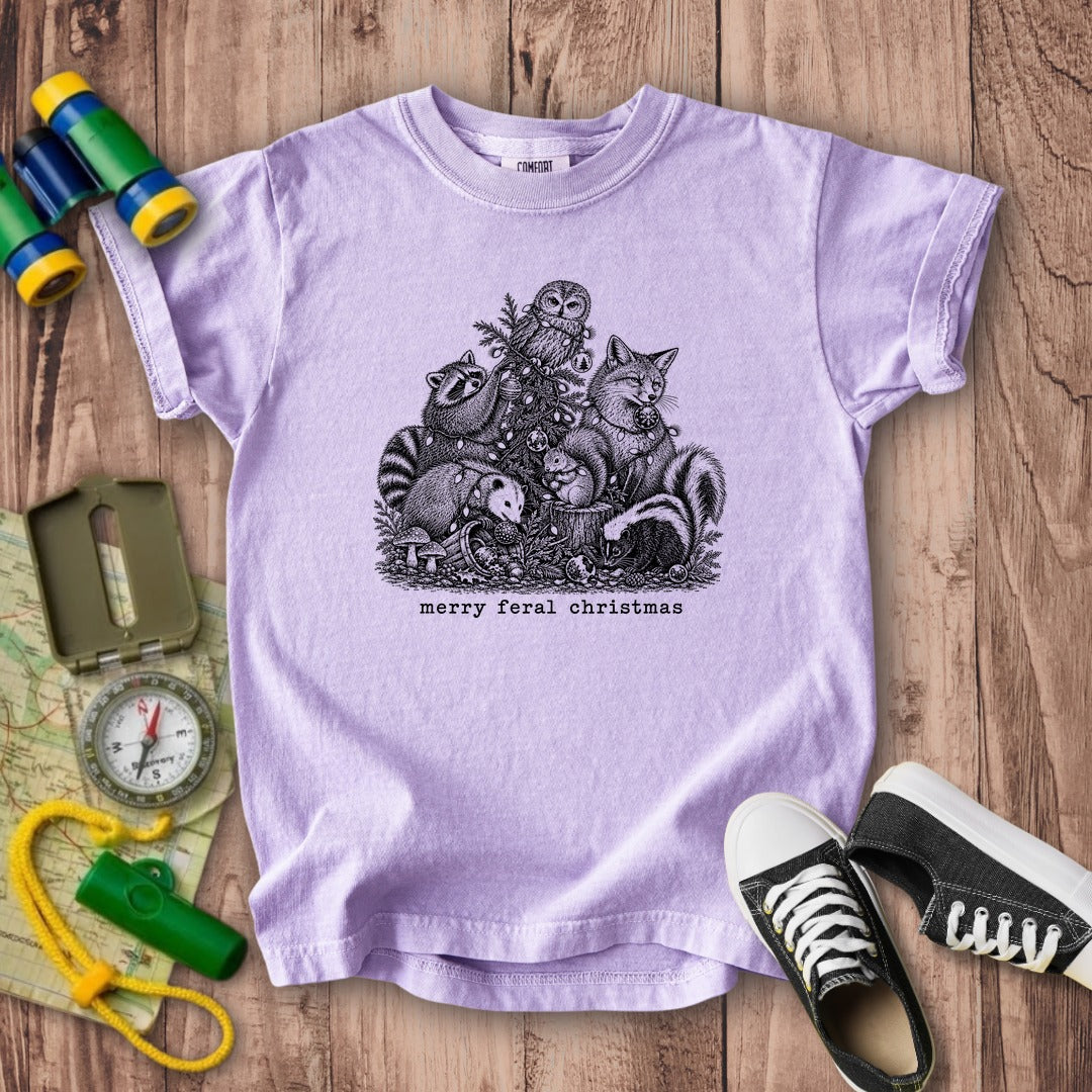 Merry Feral Christmas Kids Cotton T-Shirt