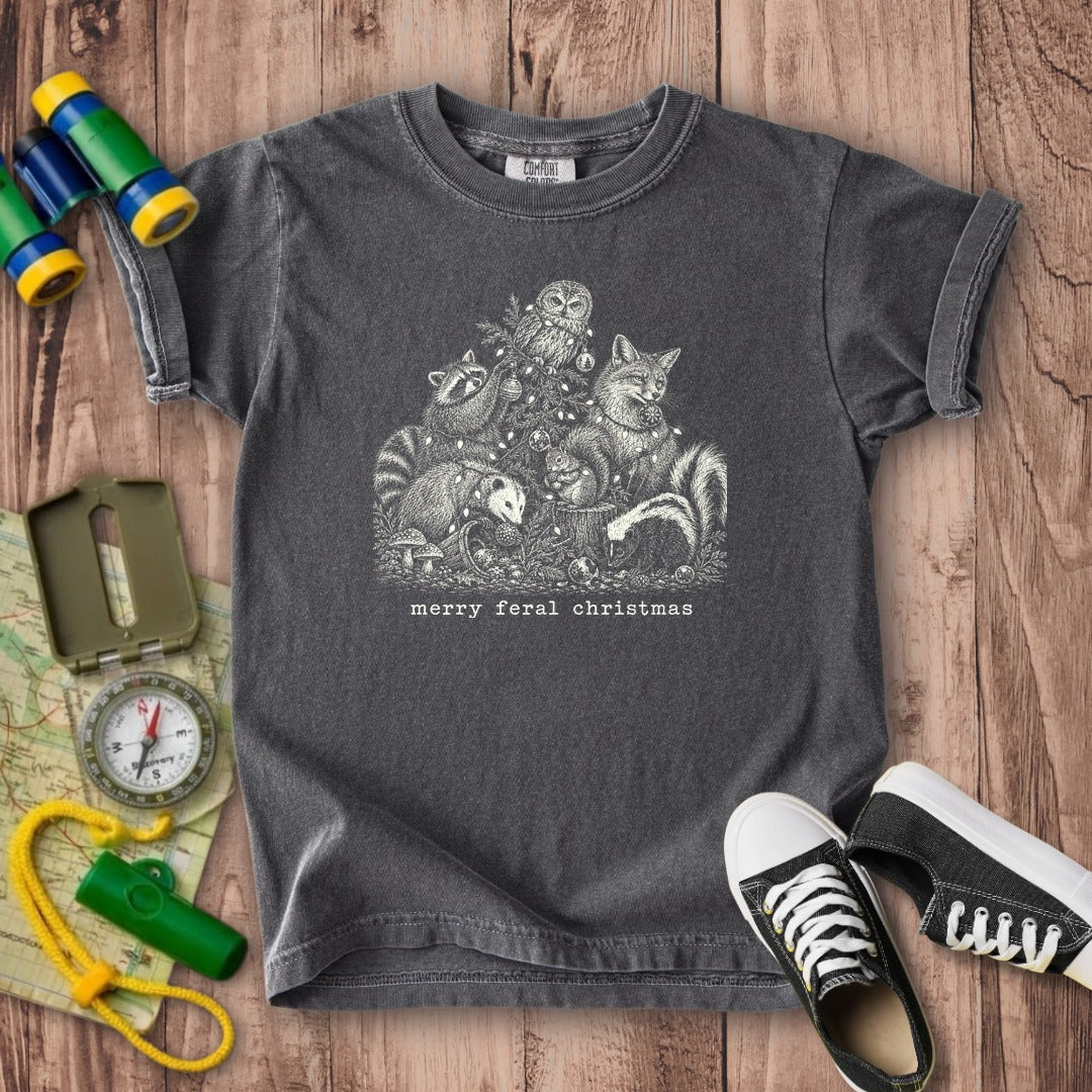 Merry Feral Christmas Kids Cotton T-Shirt