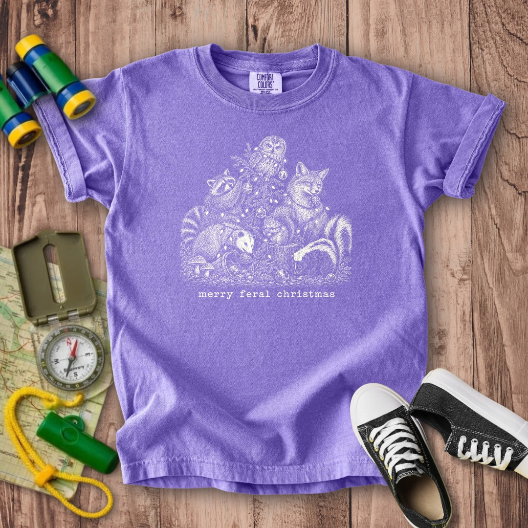 Merry Feral Christmas Kids Cotton T-Shirt