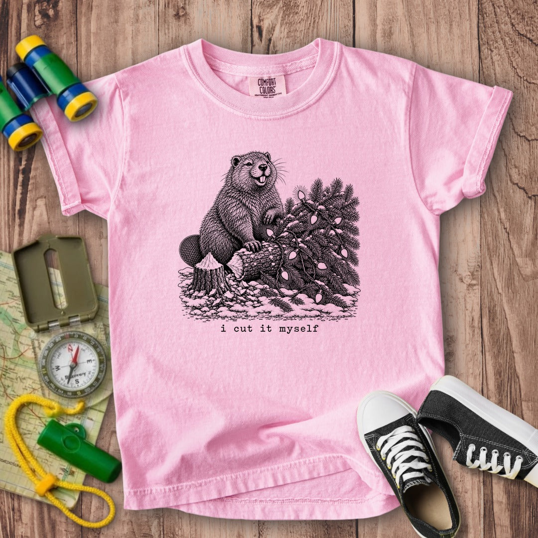 I Cut It Myself Beaver Kids Cotton T-Shirt