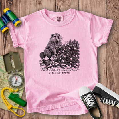 I Cut It Myself Beaver Kids Cotton T-Shirt