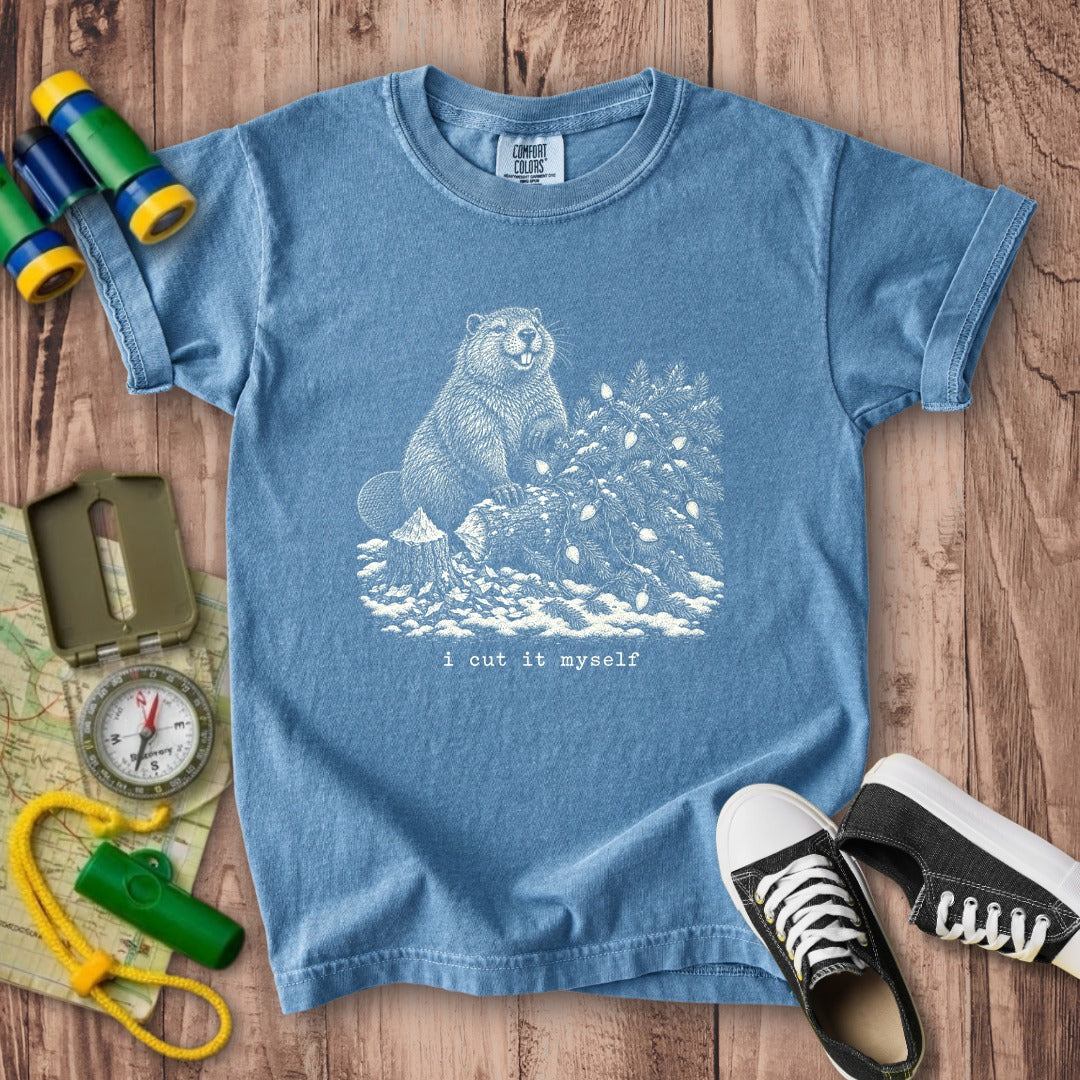 I Cut It Myself Beaver Kids Cotton T-Shirt