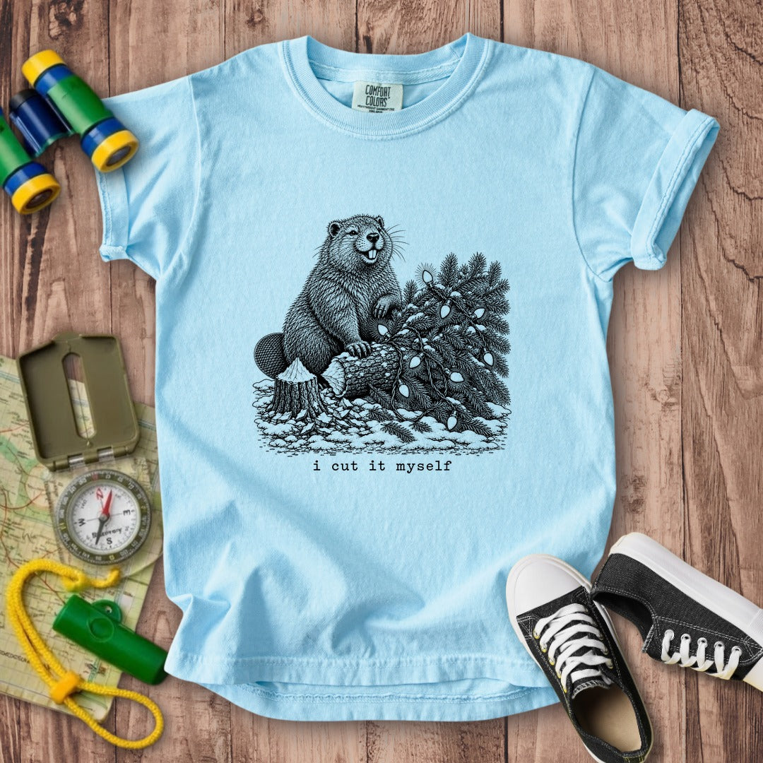 I Cut It Myself Beaver Kids Cotton T-Shirt