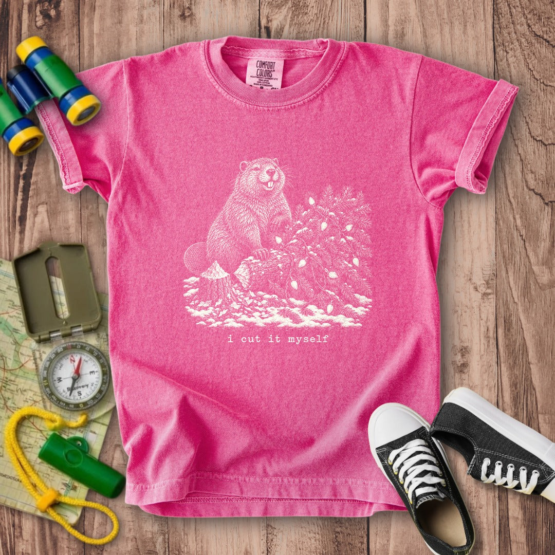 I Cut It Myself Beaver Kids Cotton T-Shirt
