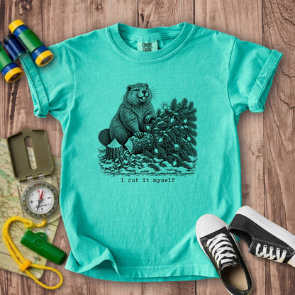 I Cut It Myself Beaver Kids Cotton T-Shirt