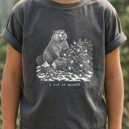 I Cut It Myself Beaver Kids Cotton T-Shirt