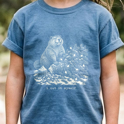 I Cut It Myself Beaver Kids Cotton T-Shirt