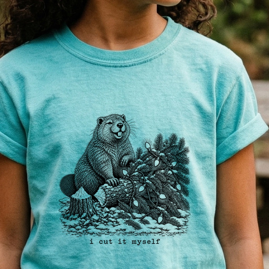 I Cut It Myself Beaver Kids Cotton T-Shirt