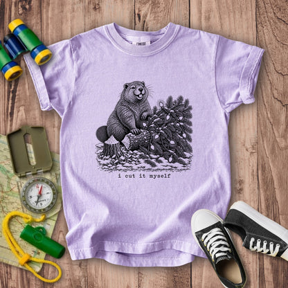 I Cut It Myself Beaver Kids Cotton T-Shirt