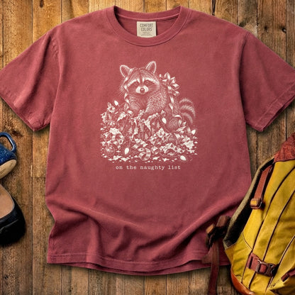 On the Naughty List Raccoon Cotton T-Shirt