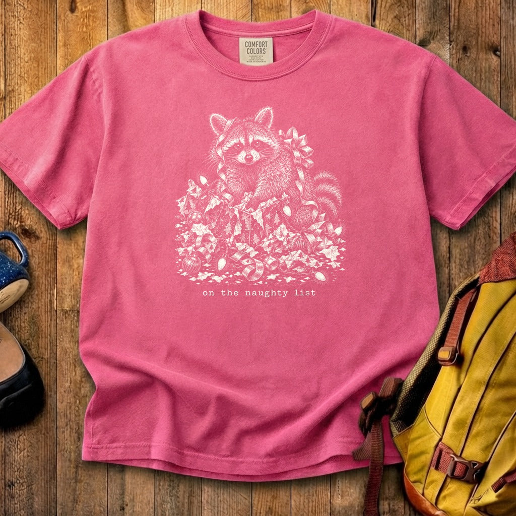 On the Naughty List Raccoon Cotton T-Shirt