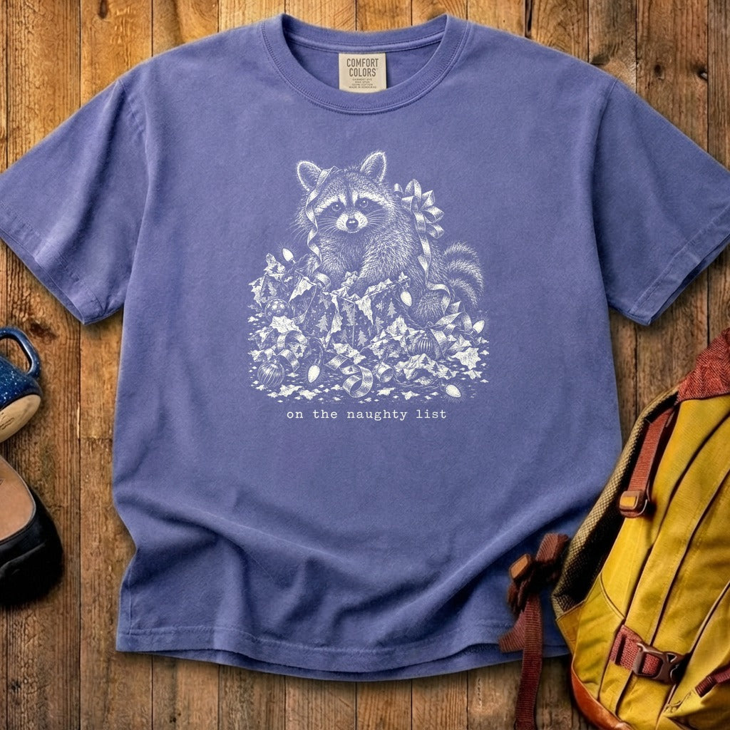 On the Naughty List Raccoon Cotton T-Shirt
