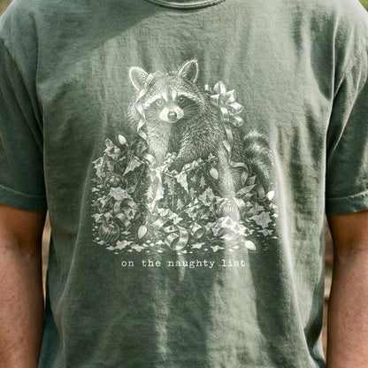 On the Naughty List Raccoon Cotton T-Shirt