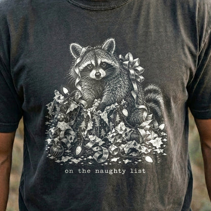 On the Naughty List Raccoon Cotton T-Shirt