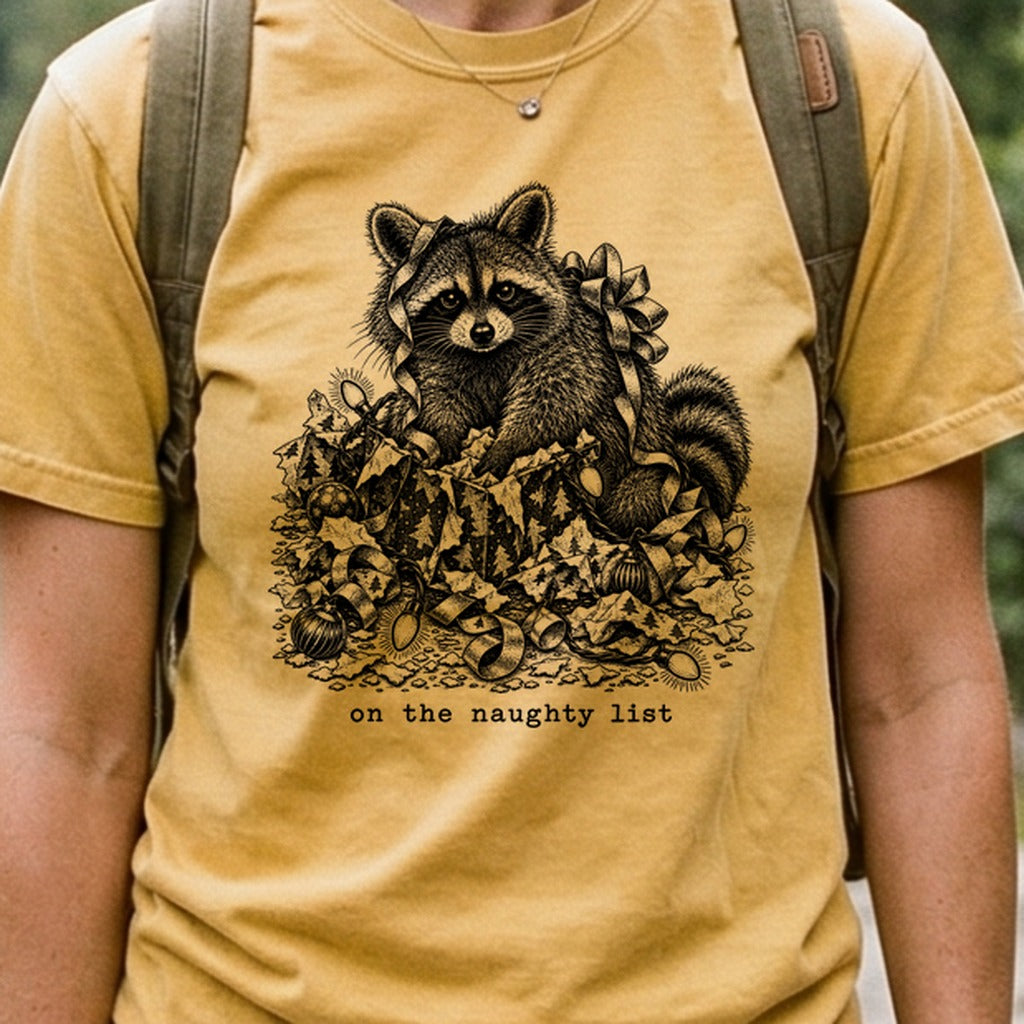 On the Naughty List Raccoon Cotton T-Shirt