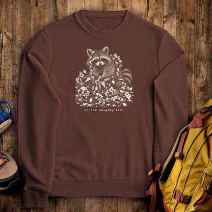 On the Naughty List Raccoon Crewneck Sweatshirt
