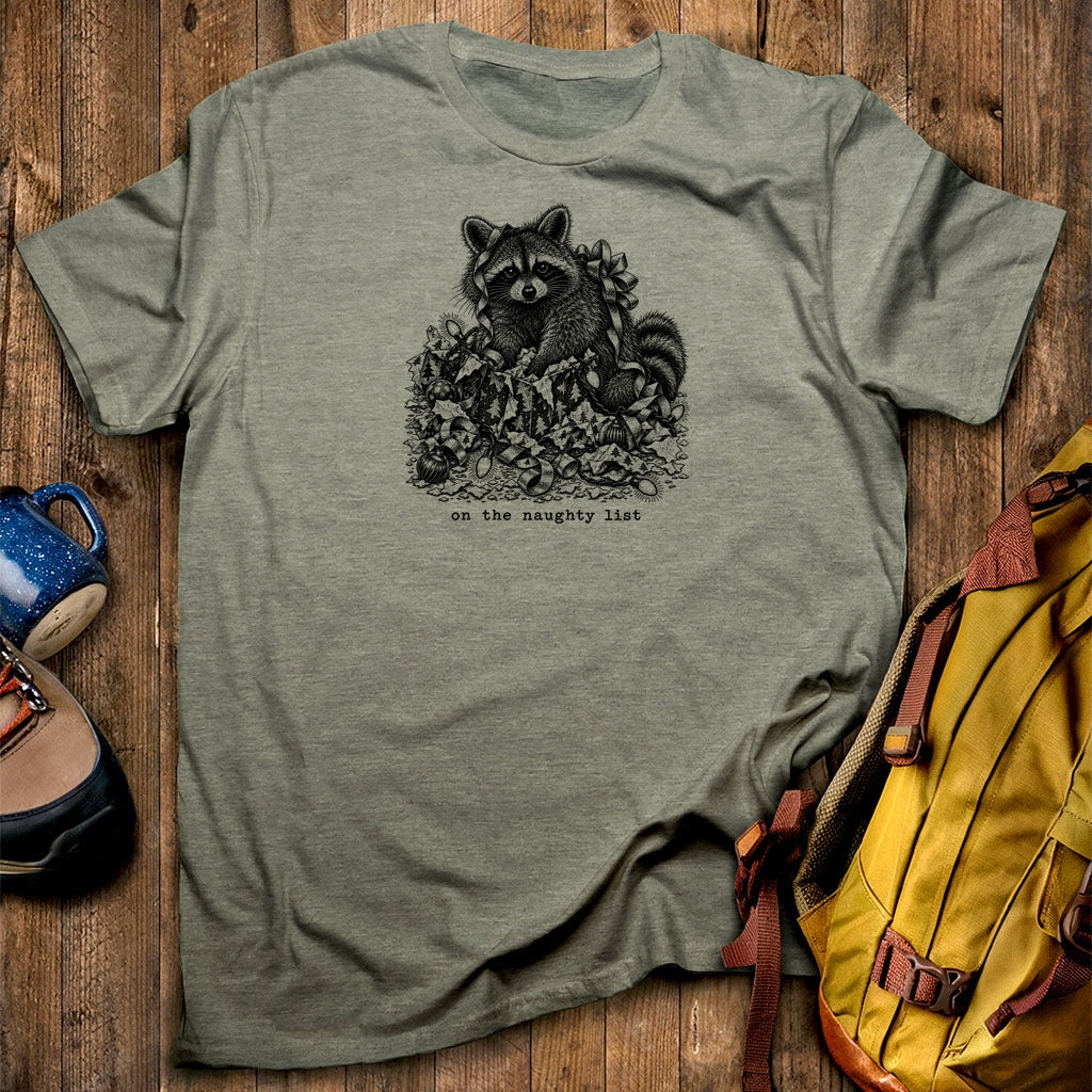 On the Naughty List Raccoon T-Shirt