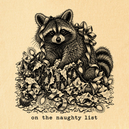 On the Naughty List Raccoon Kids Cotton T-Shirt