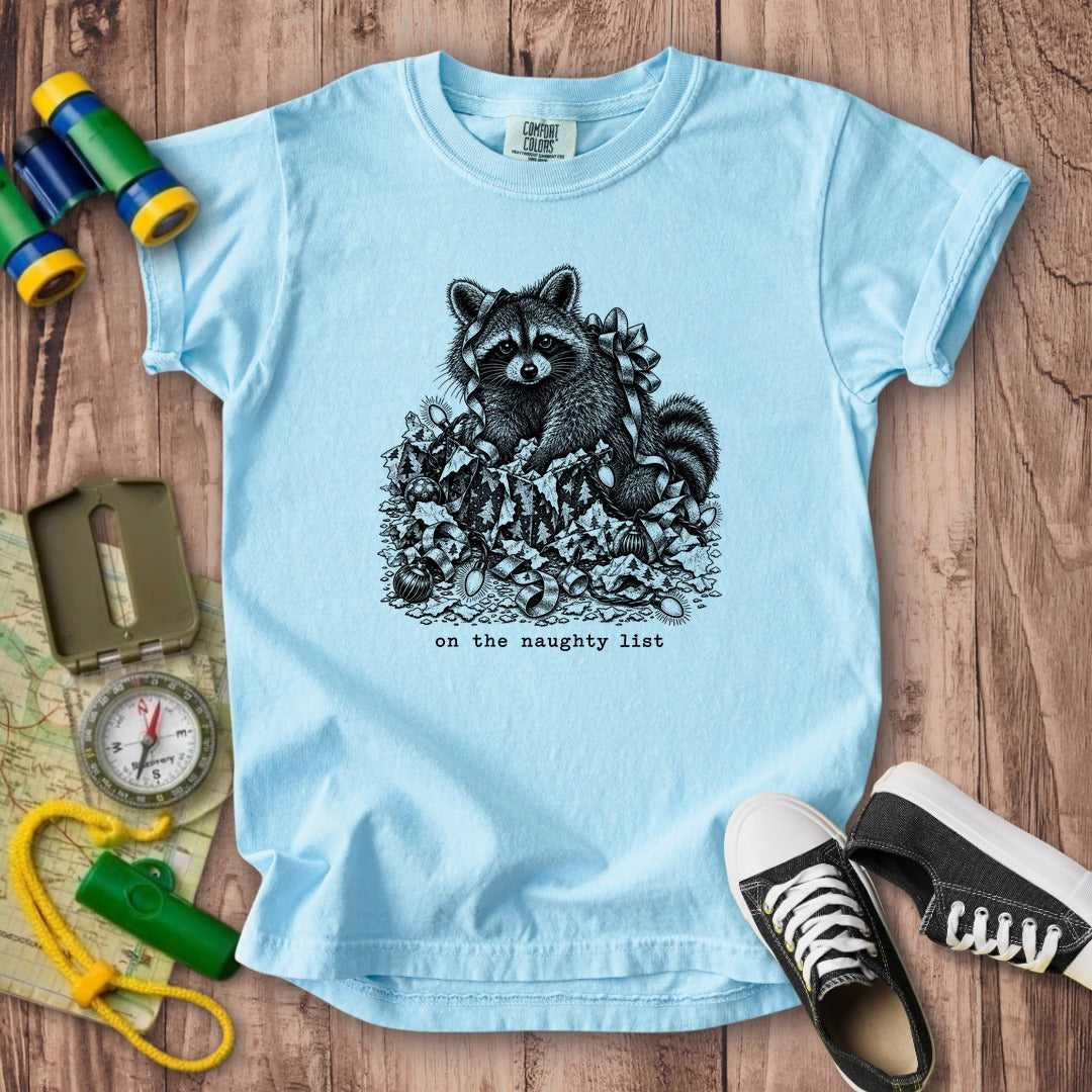 On the Naughty List Raccoon Kids Cotton T-Shirt