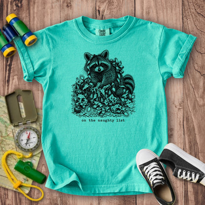 On the Naughty List Raccoon Kids Cotton T-Shirt