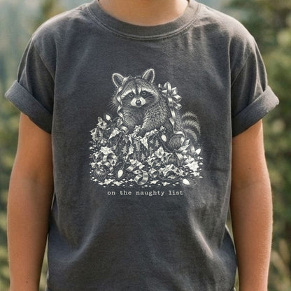 On the Naughty List Raccoon Kids Cotton T-Shirt