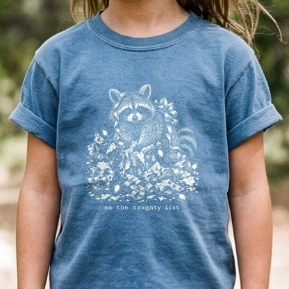 On the Naughty List Raccoon Kids Cotton T-Shirt