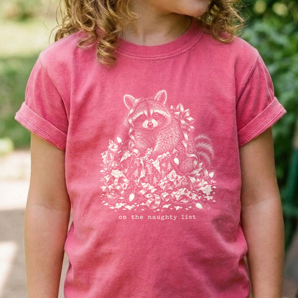 On the Naughty List Raccoon Kids Cotton T-Shirt