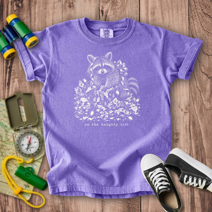 On the Naughty List Raccoon Kids Cotton T-Shirt