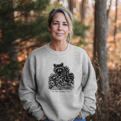 On the Naughty List Raccoon Crewneck Sweatshirt