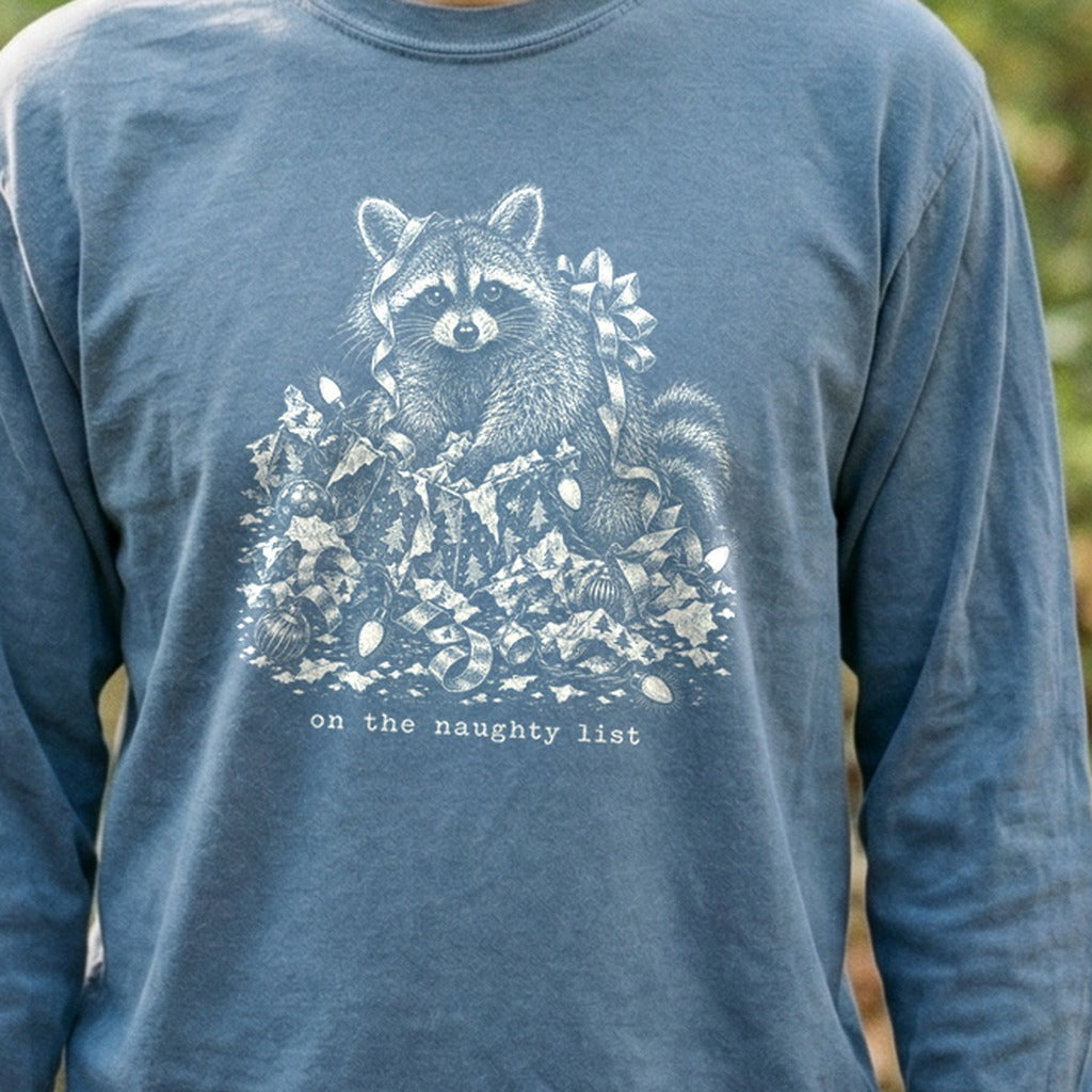 On the Naughty List Raccoon Premium Long Sleeve