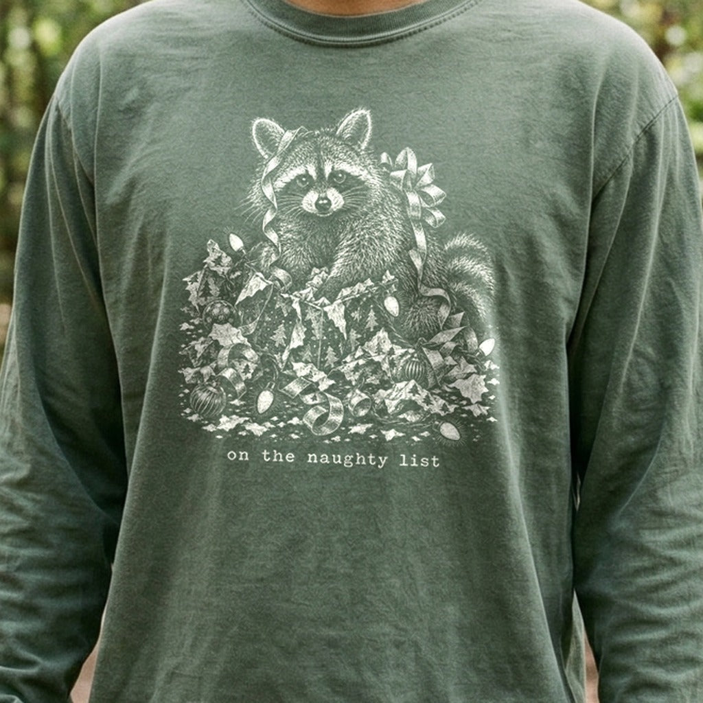 On the Naughty List Raccoon Premium Long Sleeve