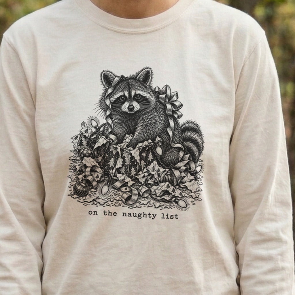 On the Naughty List Raccoon Premium Long Sleeve
