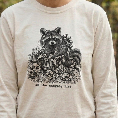 On the Naughty List Raccoon Premium Long Sleeve