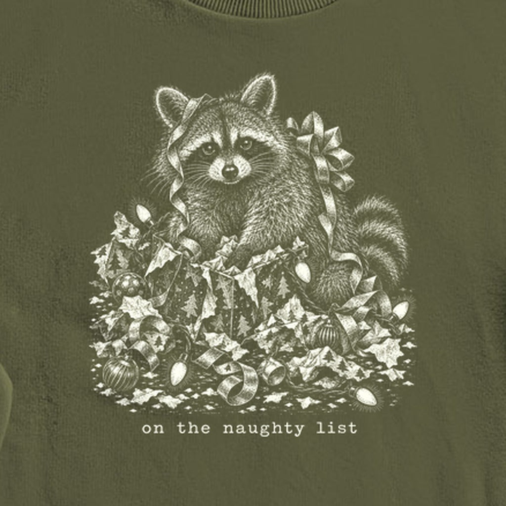 On the Naughty List Raccoon Crewneck Sweatshirt