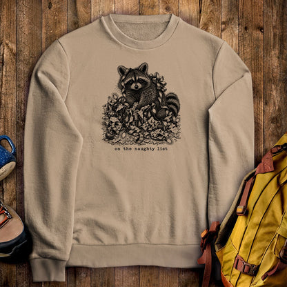 On the Naughty List Raccoon Crewneck Sweatshirt