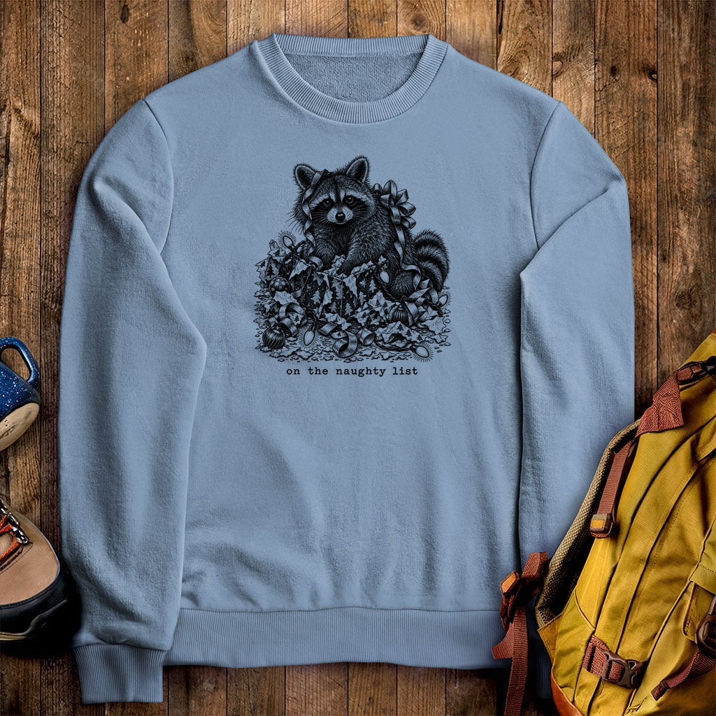 On the Naughty List Raccoon Crewneck Sweatshirt