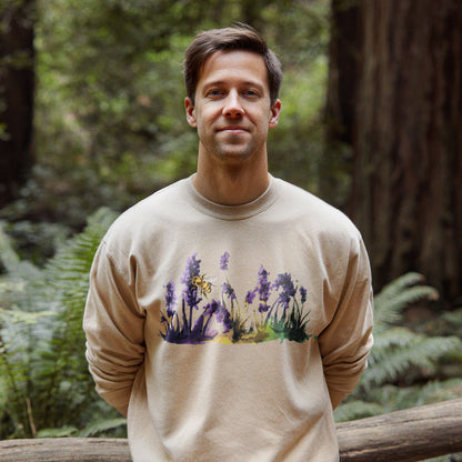 Watercolor Bee in a Meadow Crewneck Sweatshirt