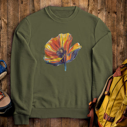 Painted Big Poppy Crewneck Sweatshirt
