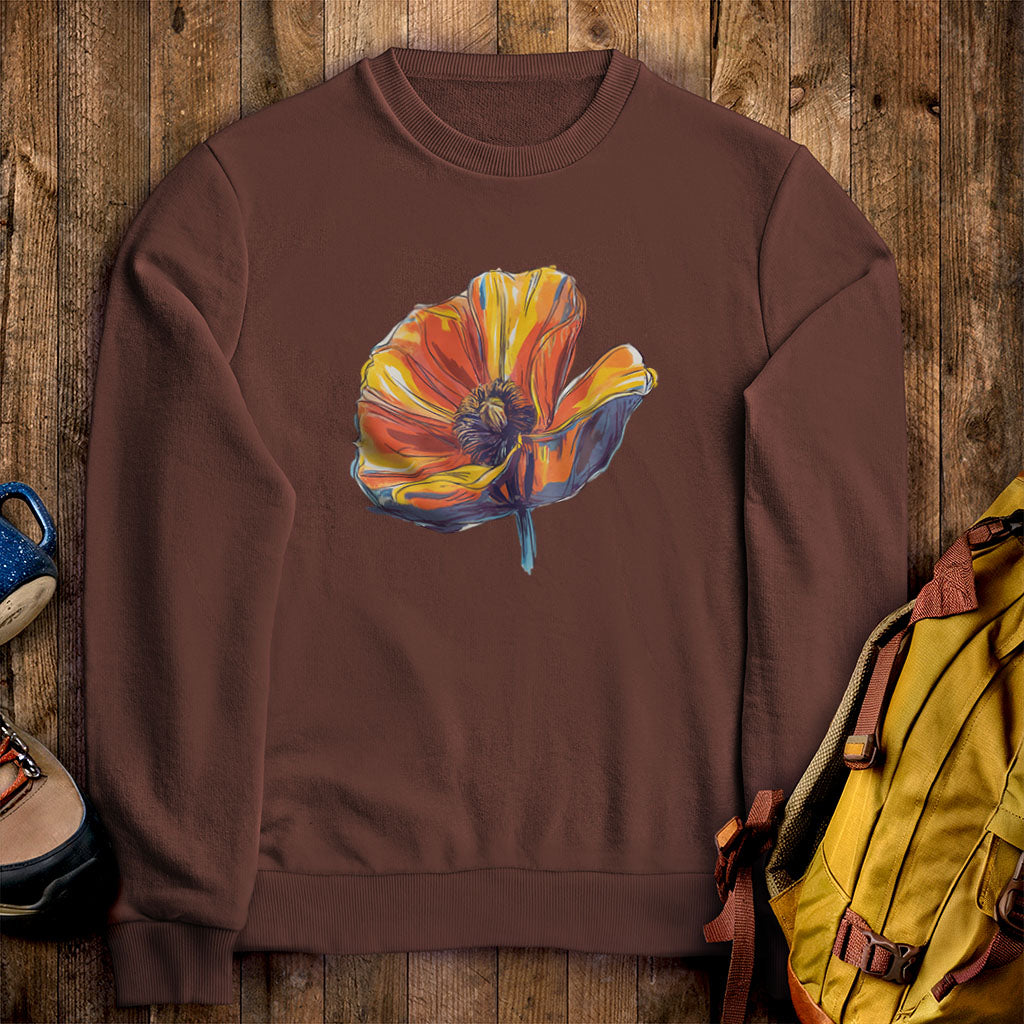 Painted Big Poppy Crewneck Sweatshirt