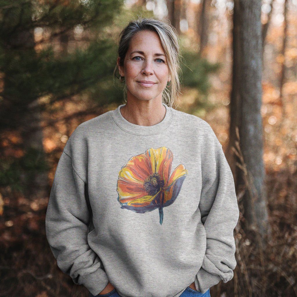 Painted Big Poppy Crewneck Sweatshirt
