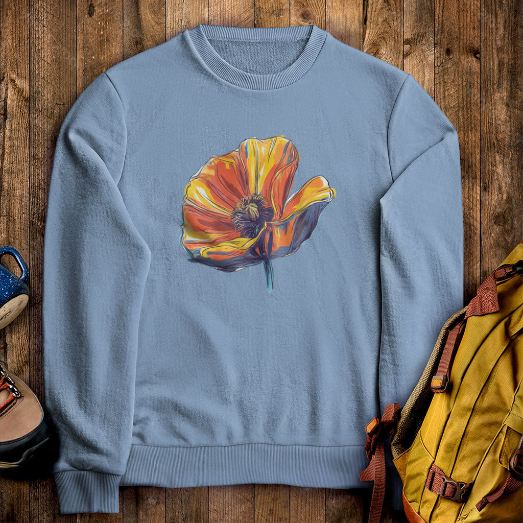 Painted Big Poppy Crewneck Sweatshirt