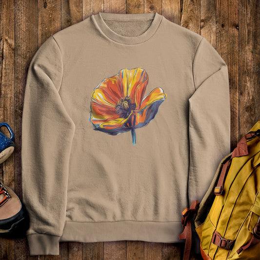 Painted Big Poppy Crewneck Sweatshirt