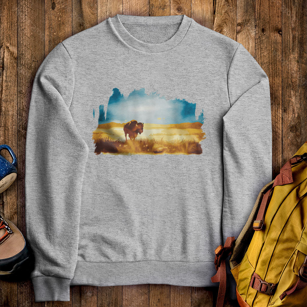 Watercolor Bison Prairie Crewneck Sweatshirt