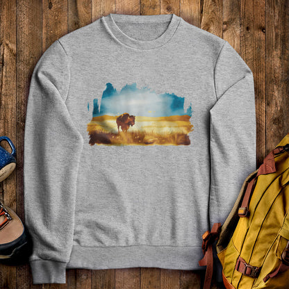 Watercolor Bison Prairie Crewneck Sweatshirt