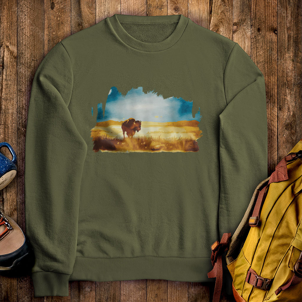 Watercolor Bison Prairie Crewneck Sweatshirt
