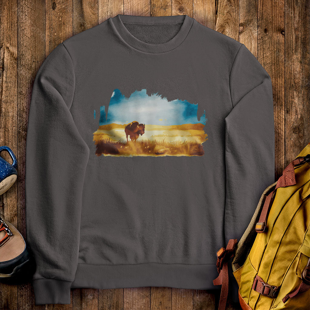 Watercolor Bison Prairie Crewneck Sweatshirt