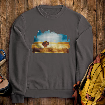 Watercolor Bison Prairie Crewneck Sweatshirt